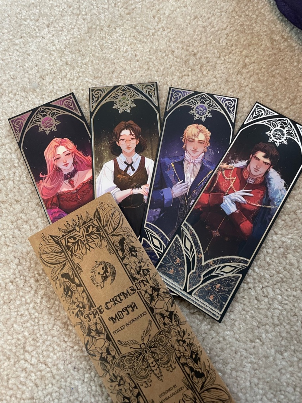 The Crimson Moth Character Foiled Paper Bookmarks - Set of 4